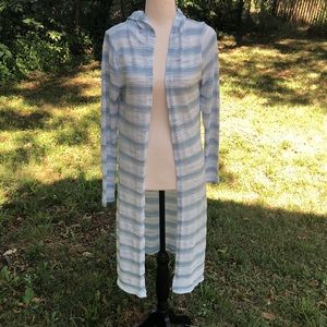 BONGO Blue and white coastal tunic cardigan large